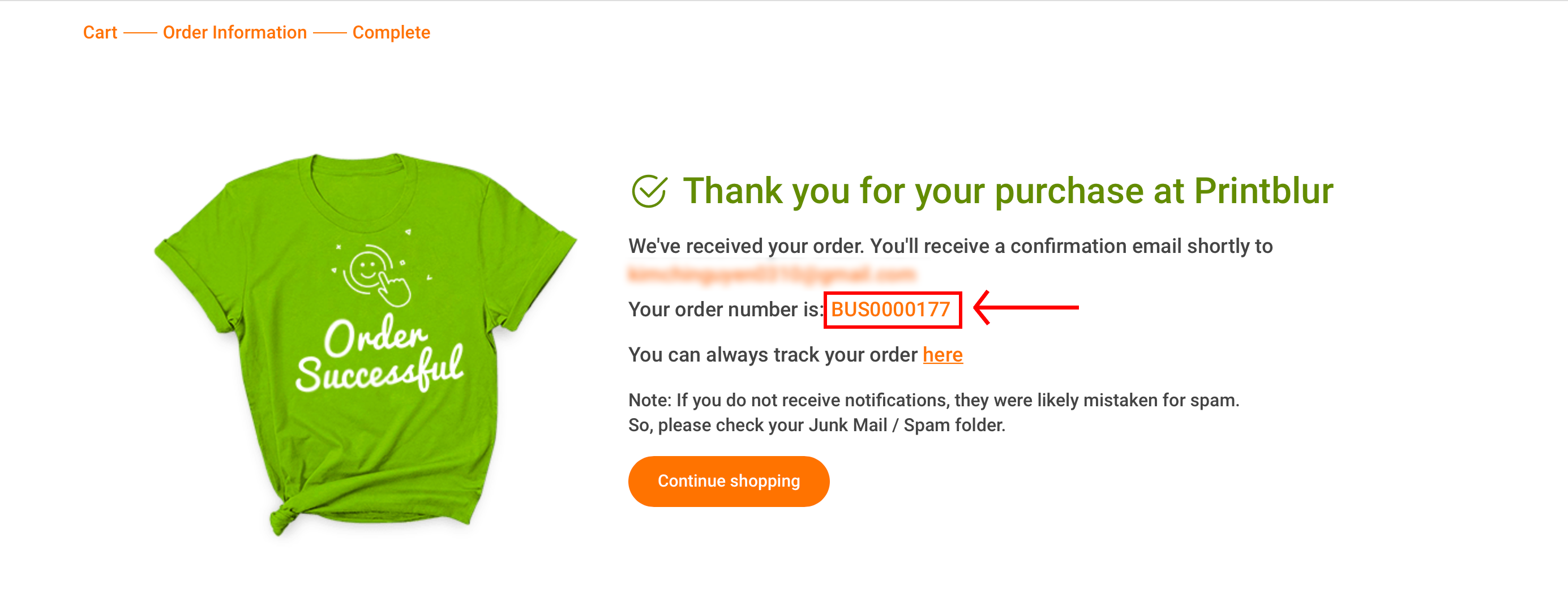 Order number